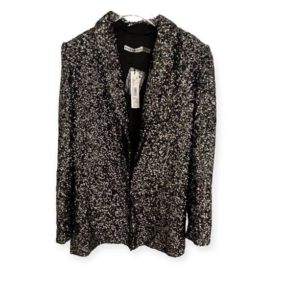 Alice + Olivia Jace Sequin Oversized Blazer GunMetal Black, Small, NWT - Picture 1 of 5